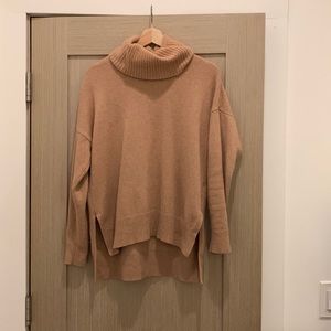 Madewell Re)sourced Cashmere Convertible Turtleneck Sweater size M light pink